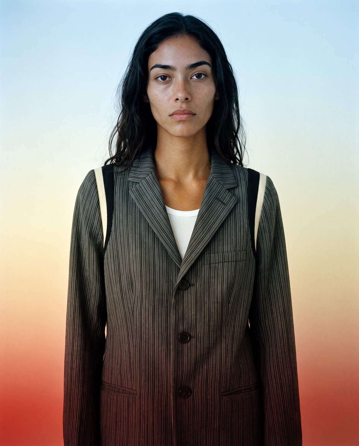 Jean Paul Gaultier Pinstripe 3 Button Blazer