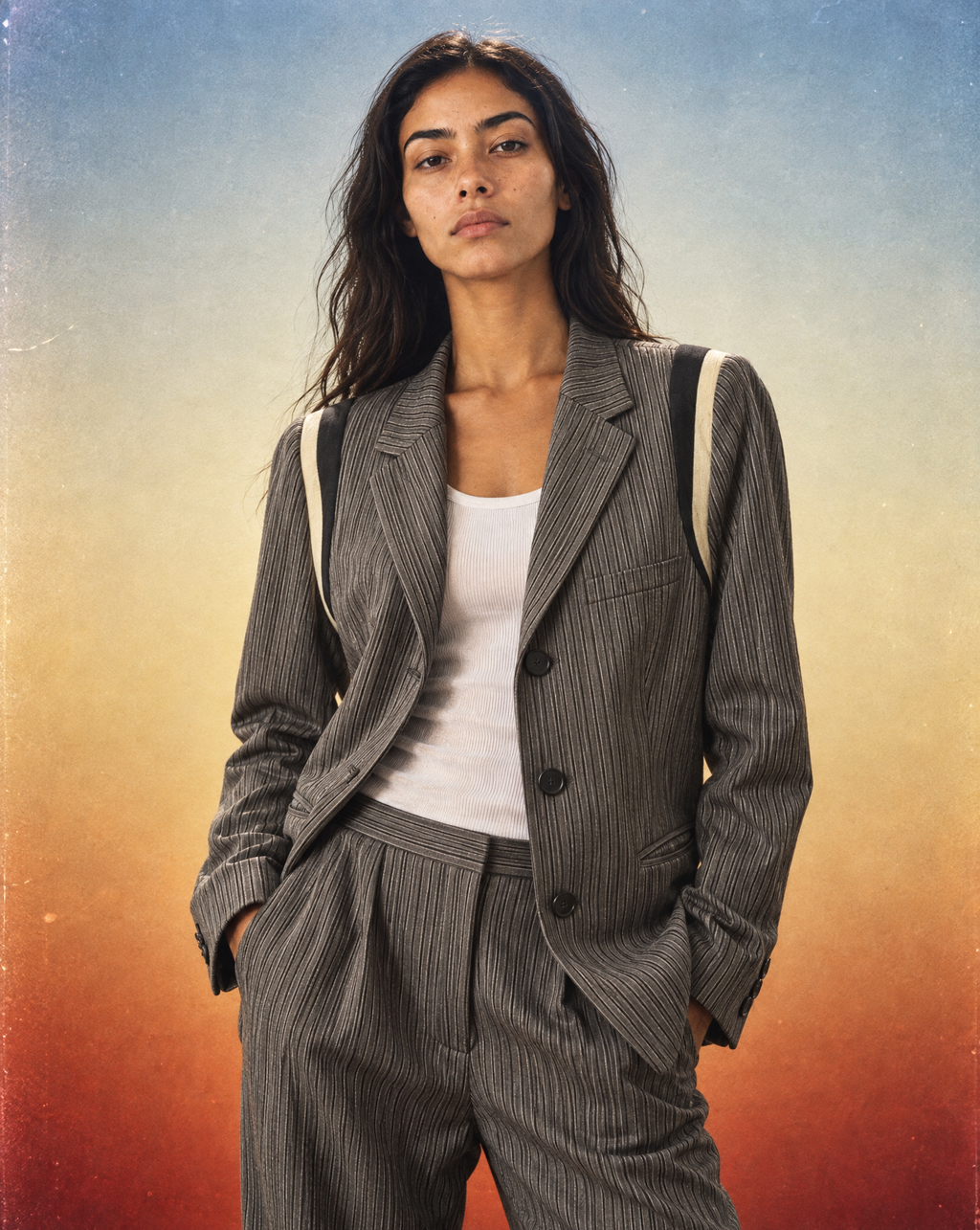 Jean Paul Gaultier Pinstripe 3 Button Blazer