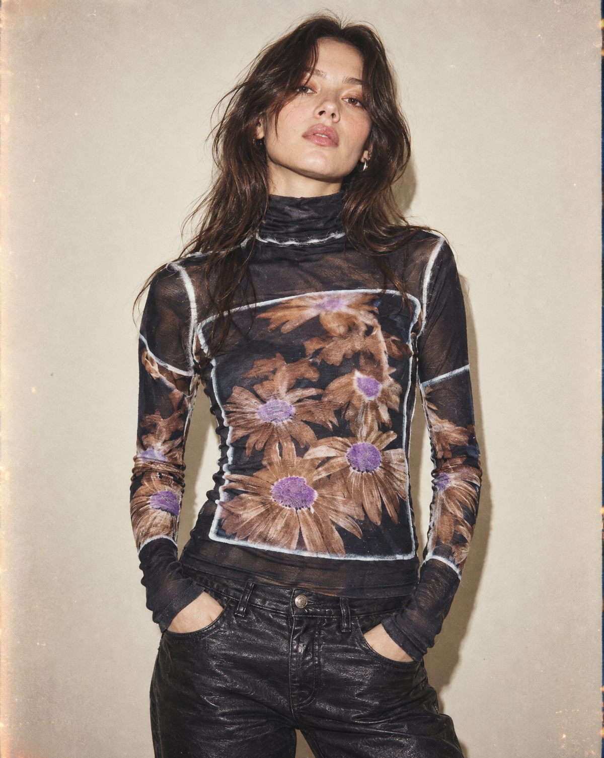 Jean Paul Gaultier Maille "Daisy" Mesh Turtleneck Top