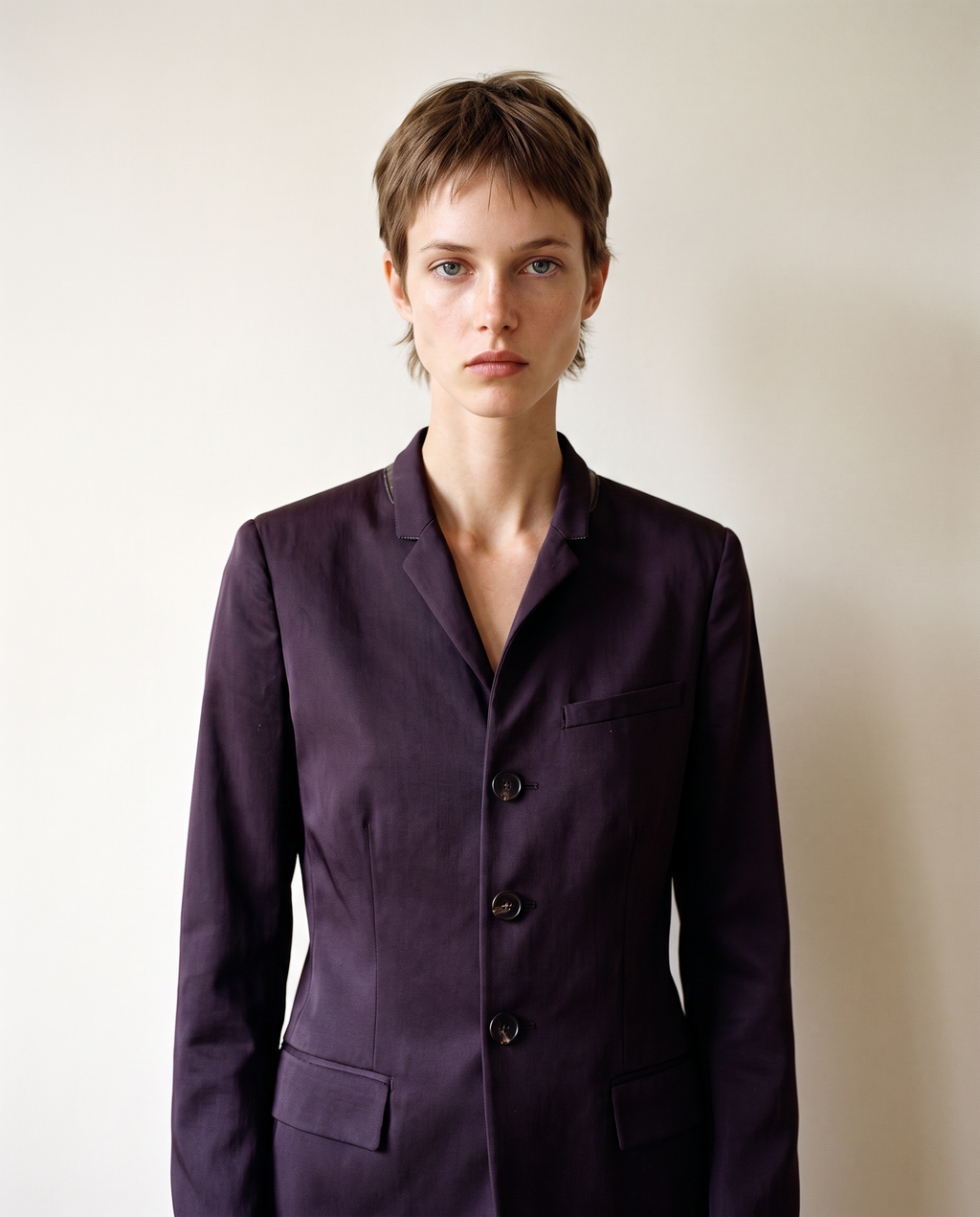 Jean Paul Gaultier Femme Single-Breasted Plum Blazer with Corset Back Ties