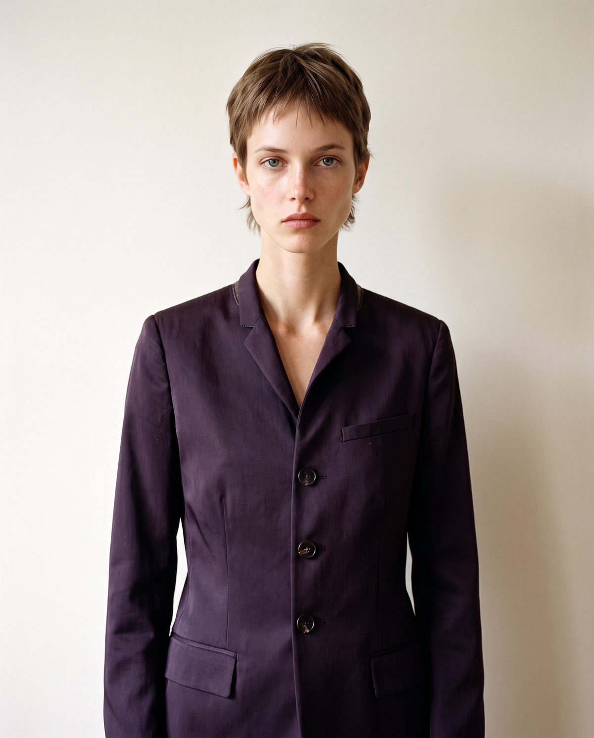 Jean Paul Gaultier Femme Single-Breasted Plum Blazer with Corset Back Ties