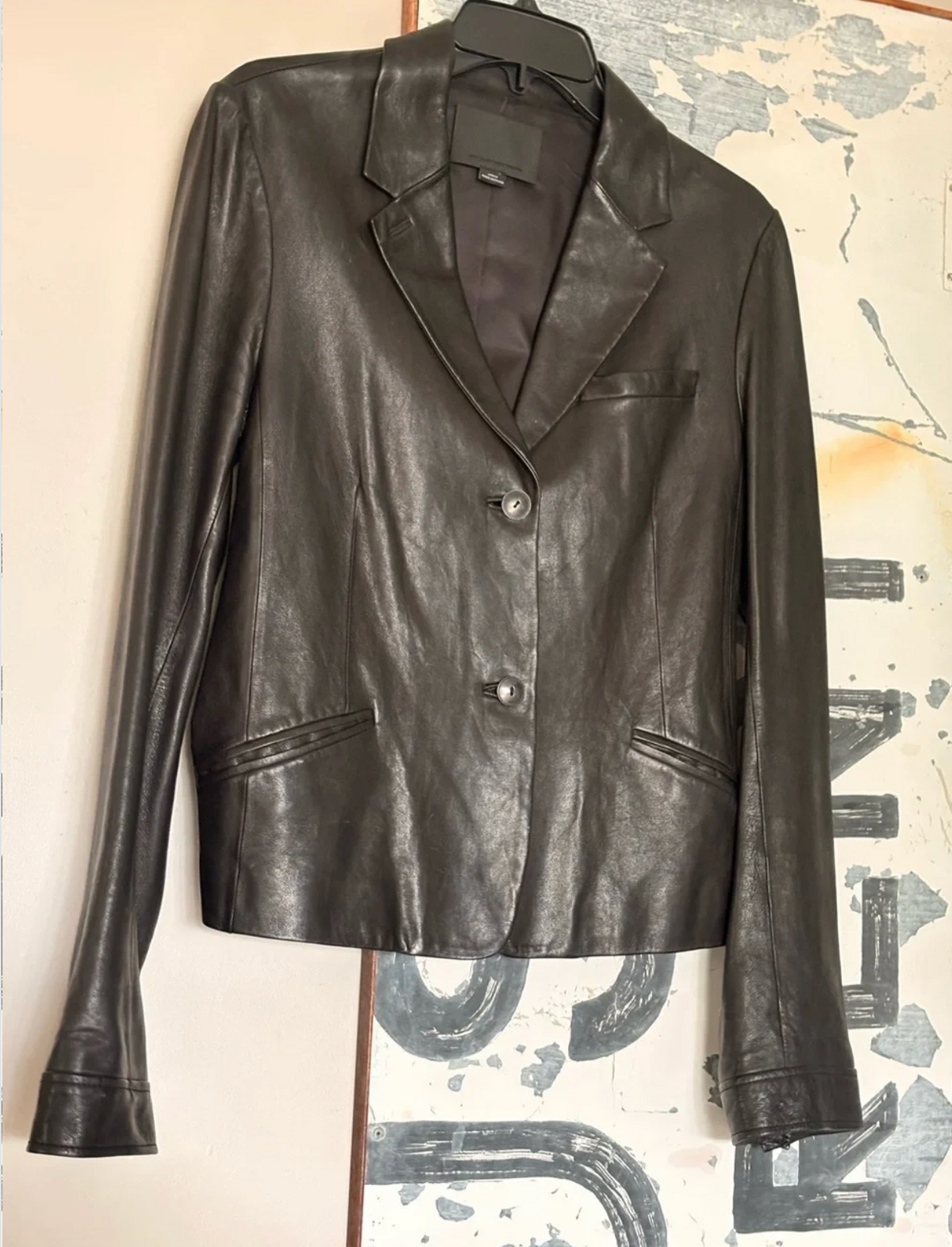 Alexander Wang Black Leather Two-Button Blazer