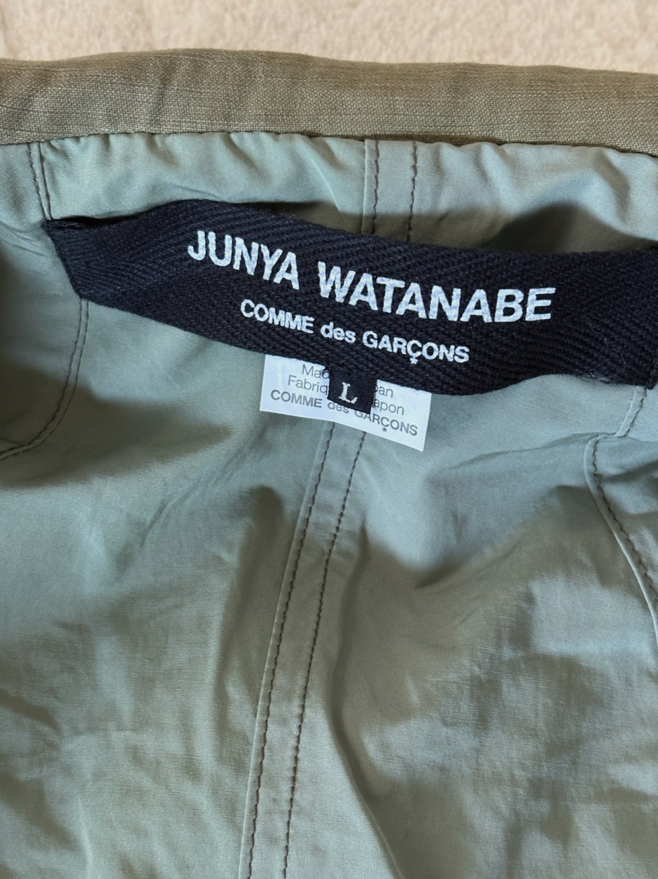 Junya Watanabe Comme des Garcons Olive Green Patchwork Long Coat