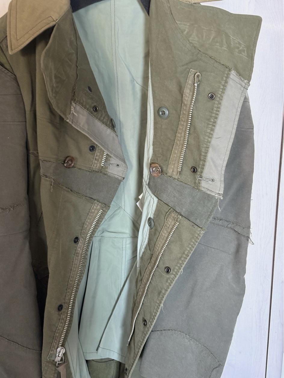 Junya Watanabe Comme des Garcons Olive Green Patchwork Long Coat