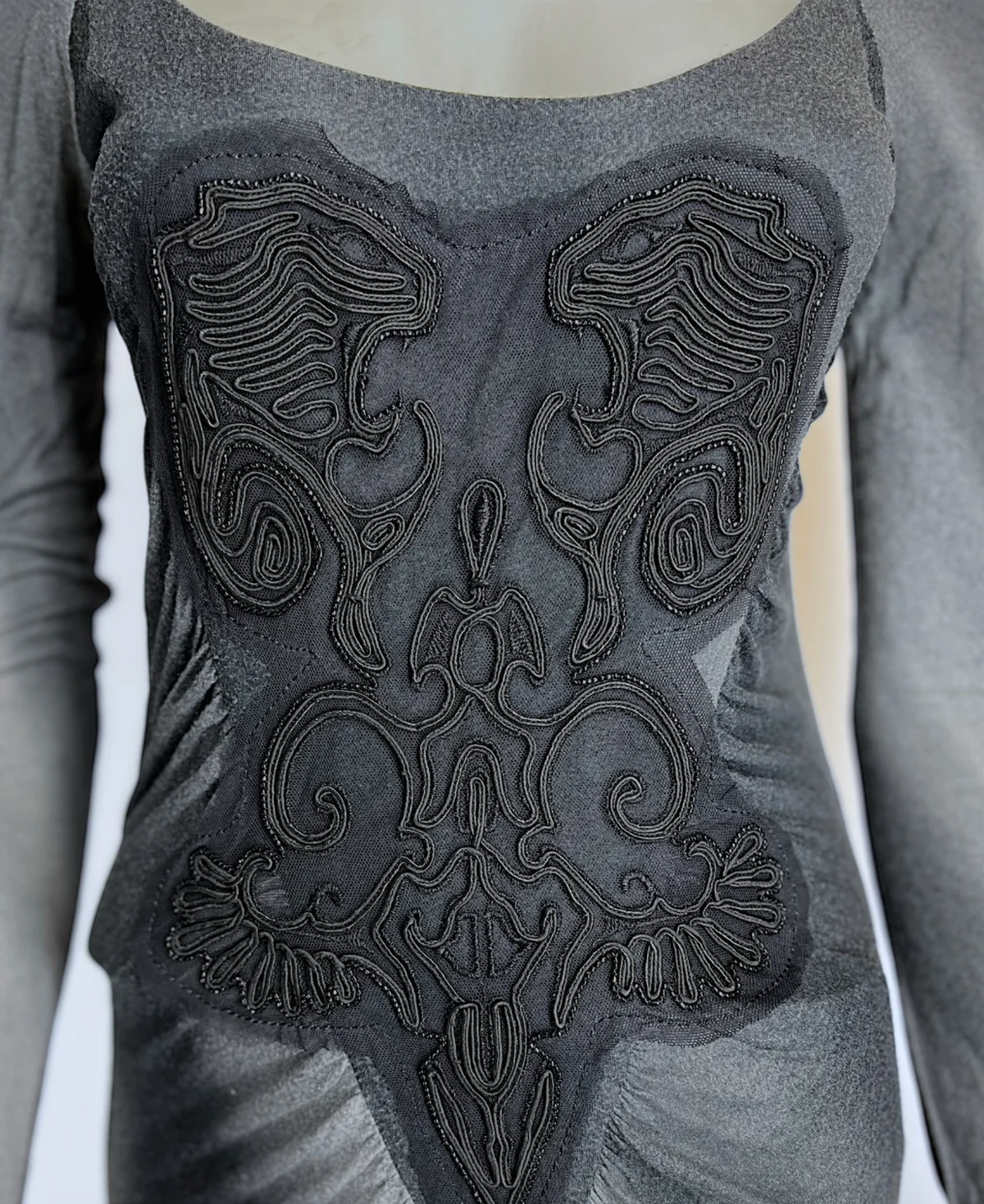 Class Roberto Cavalli Black and Gray Ombré Long Sleeve Dress
