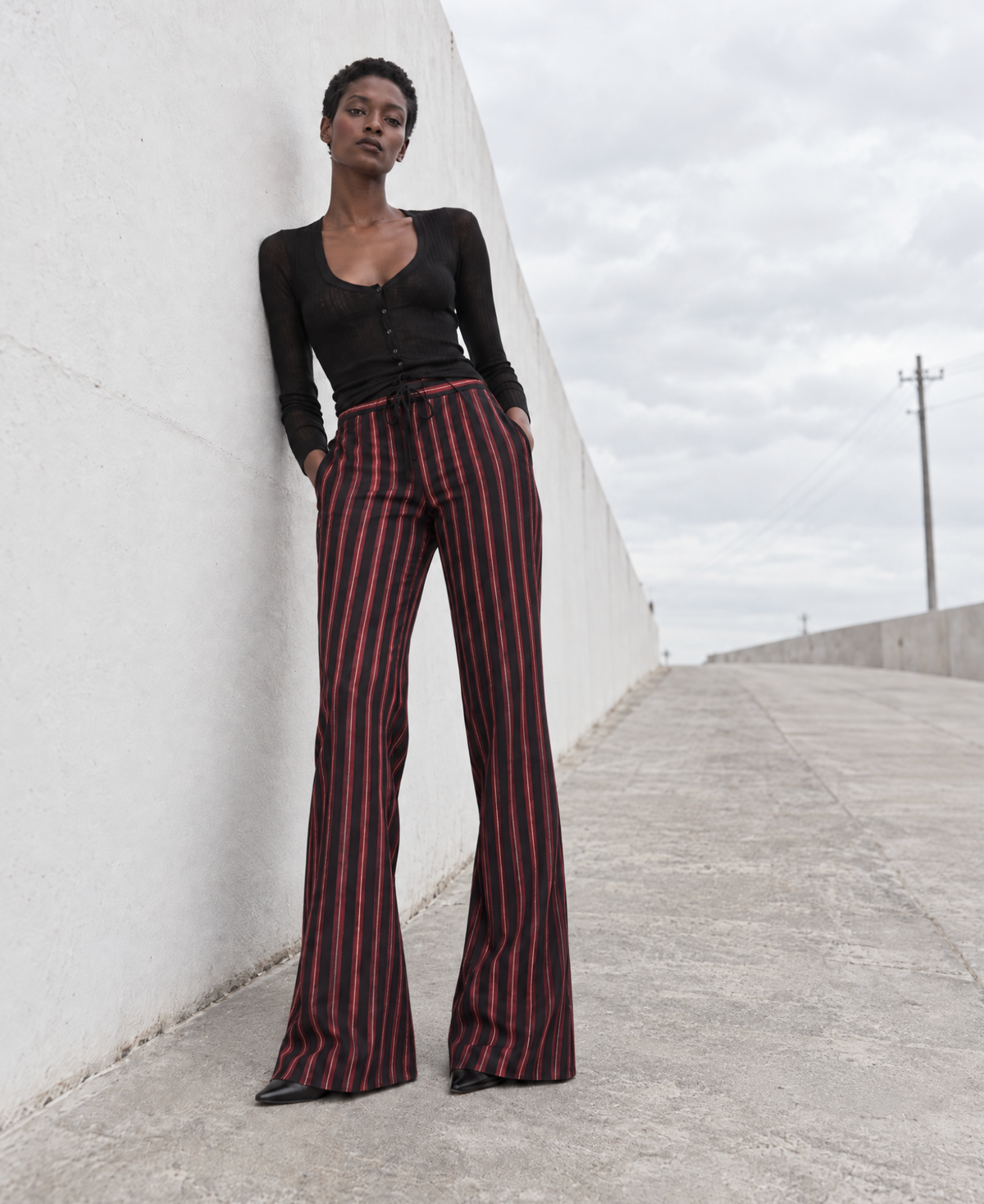 Ann Demeulemeester Devonte Red Stripe Wide Leg Pants