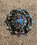 Iridescent Gray and Black AB Rhinestone Brooch