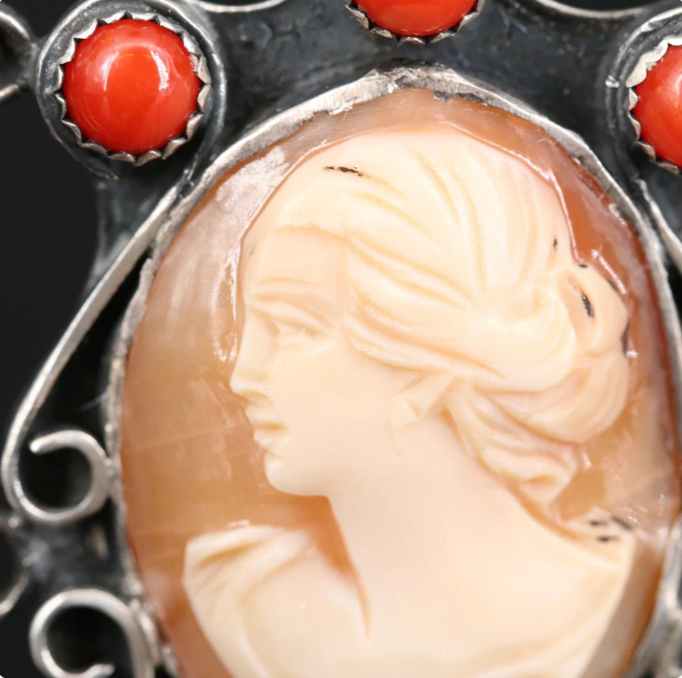 Sterling Silver Shell and Coral Necklace