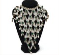 Lee Menichetti Vintage Leather Glass and Rhinestone Necklace