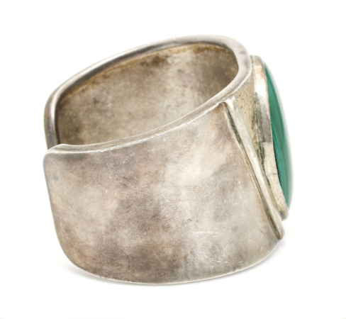 Modernist Sterling Silver Malachite Cuff