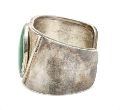 Modernist Sterling Silver Malachite Cuff