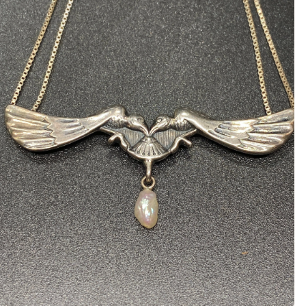 Steve Stamas Vintage Sterling Silver Two Bird Pendant