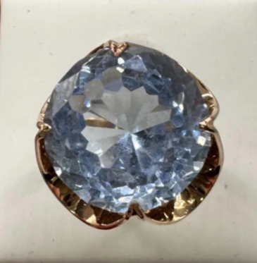 14K Mid Century Synthetic Spinel Statement Ring Swirl Bypass Mount