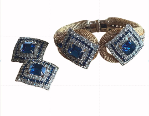 HOBE Jewelry Set  Sapphire Blue Bracelet & Earrings