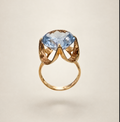 14K Mid Century Synthetic Spinel Statement Ring Swirl Bypass Mount