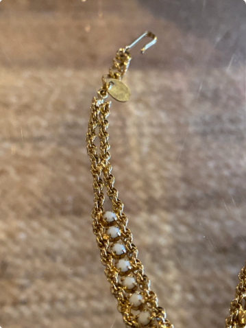 HOBE Turquoise and White Stone Gold Mesh Necklace and Earrings Set