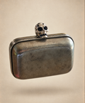 Alexander McQueen Skull Silver Vinyl Wrap Clutch with  Stones
