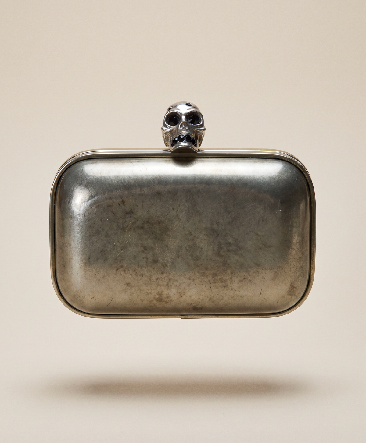 Alexander McQueen Skull Silver Vinyl Wrap Clutch with  Stones