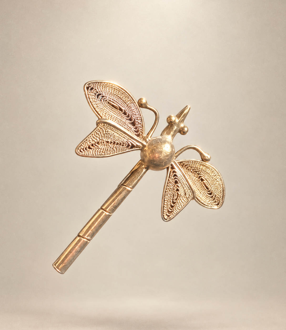 Handmade Sterling Silver Filagree Dragonfly Brooch