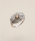 Art Deco 14K White Gold Old European Halo Diamond Ring