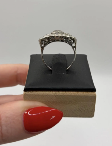 Art Deco 14K White Gold Old European Halo Diamond Ring