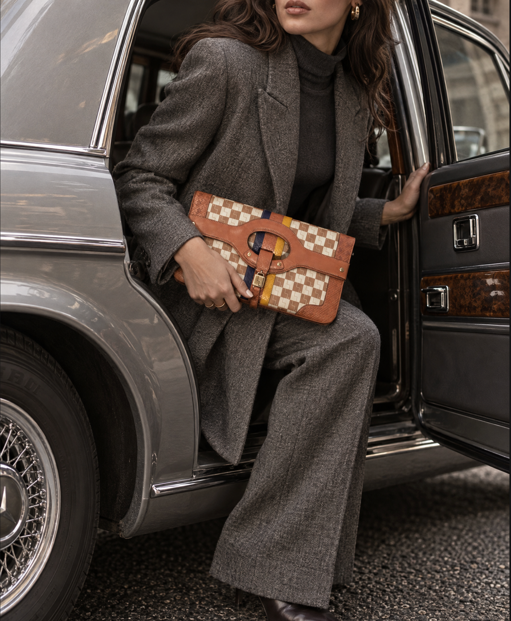 L.A.M.B. Tan Carlisle Foldover Clutch