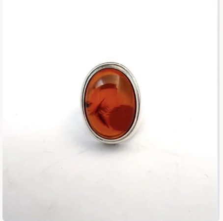 Baltic Amber in Silver Ring - Germany