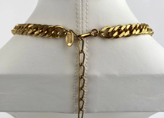Miriam Haskell Gold-Tone Adjustable Curb-Link Chain and Coin Medallion