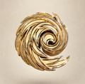 Large Trifari Swirl Gold Tone Brooch